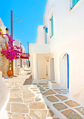 Traditional small street in Chora of Sifnos island Greece