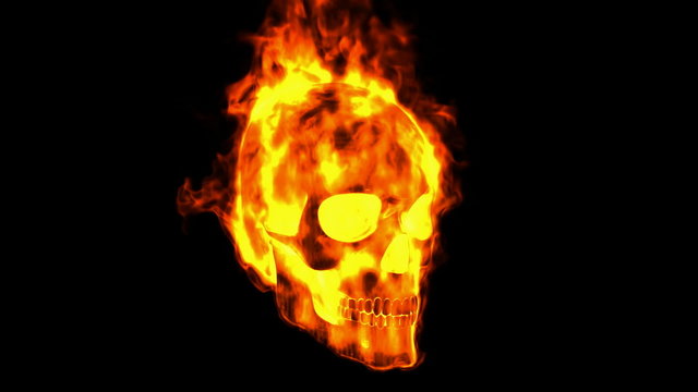 burning skull with alpha channel