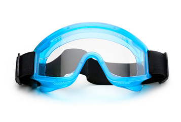 Blue safety eye shields with strap