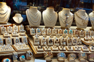 counter with jewelry