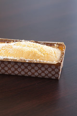 coconut cake on wooden table