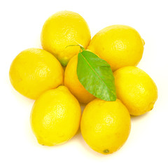 lemons with green leaf