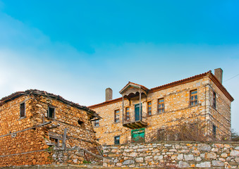 Obraz premium Very old abandoned house near lake Prespa in Northern Greece