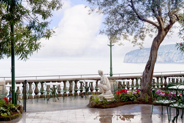 Beautiful terrace over the bay of Naples in Sorrento  Italy