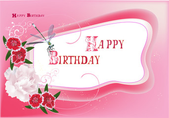 Fototapeta na wymiar white and pink flower birthday card