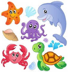 Obraz premium Sea fishes and animals collection 3