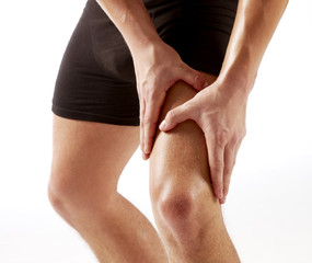 Man holding on knee