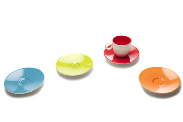 cup and saucers, colors