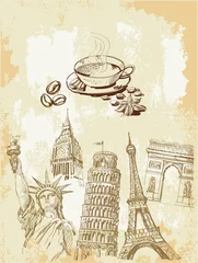 Keuken foto achterwand Doodle set van reizen