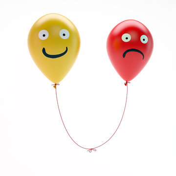Sad and happy balloons