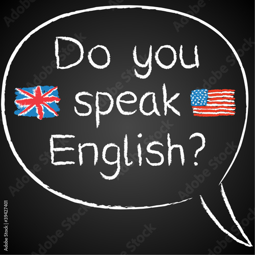 "Kreidetafel, Do you speak English, Sprechblase" Stockfotos und