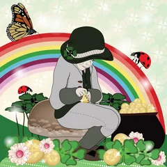 Poster de jardin Coccinelles illustration fantastique de la saint patrick