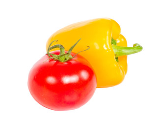 tomato with the yellow sweet pepper