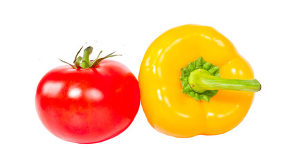 tomato with the yellow sweet pepper