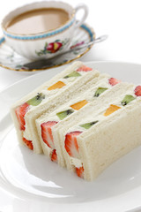 fruits sandwich and a cup of tea