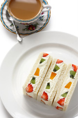 fruits sandwich and a cup of tea