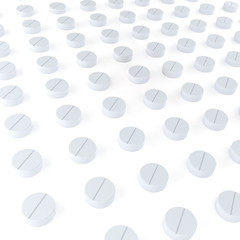Pills on white background