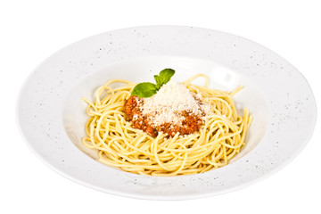 spaghetti pasta with tomato beef sauce
