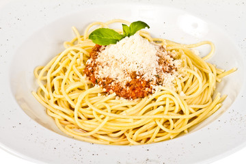 spaghetti pasta with tomato beef sauce