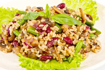 tasty rice with mushrooms