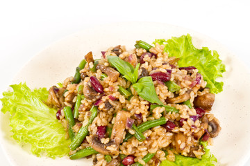 tasty rice with mushrooms