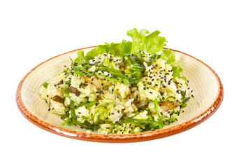 tasty rice with mushrooms