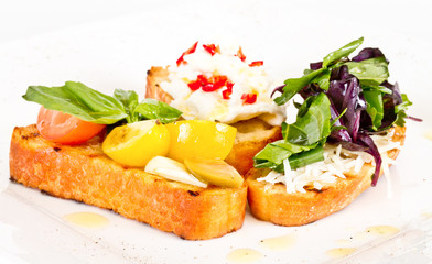 different colored Canapes on a white background