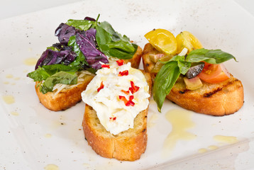 different colored Canapes on a white background
