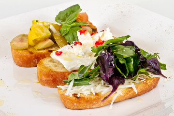 different colored Canapes on a white background