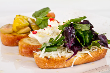 different colored Canapes on a white background