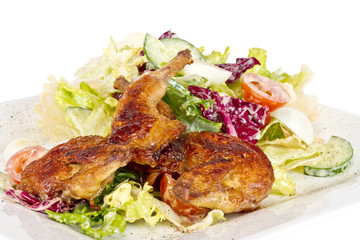 baked quail with the lemon and the eggs