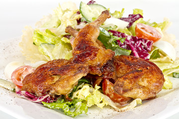 baked quail with the lemon and the eggs