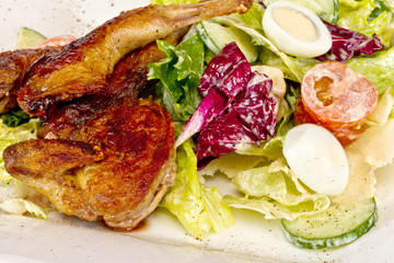 baked quail with the lemon and the eggs