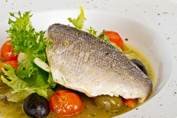 Fish soup with dorado and vegetables