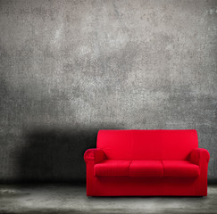 fondo vintage con divano rosso