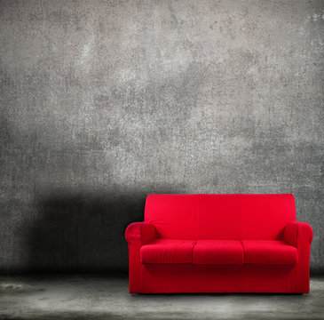 fondo vintage con divano rosso