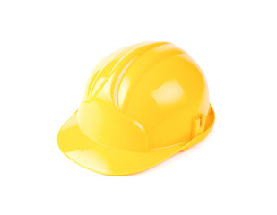 Yellow hardhat isolated on white background