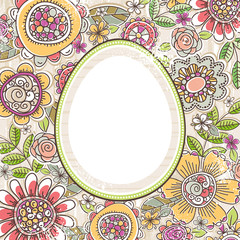 floral background with label with egg shape, vector