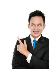 businessman pointing on the copyspace
