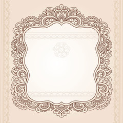 Henna Tattoo Paisley Doodle Frame Vector