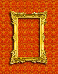frame of golden wood  on the wallpaper