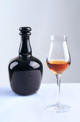 bottle and glass of brandy