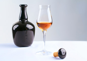 bottle and glass of brandy