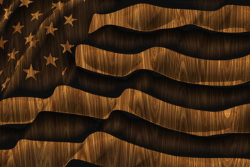 American flag wooden background or texture
