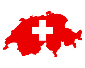 Karte und Fahne der Schweiz