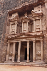 Fototapeta na wymiar Facade of the Treasury - Al Khazneh - Petra - Jordan