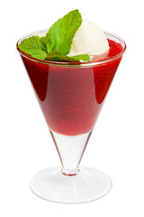 dessert, ice cream and berry puree
