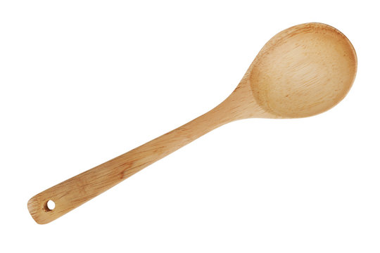 Wooden spoon with a hole for the strap