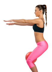 attractive woman exercise with ball