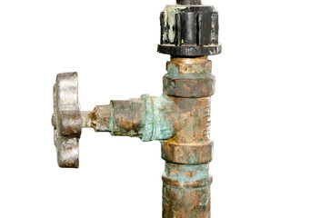 Old Water valve isolated on white background